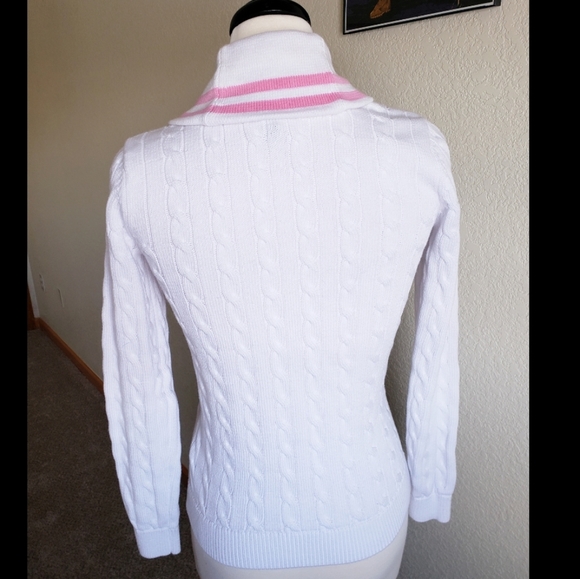 L-RL Ralph Lauren Active White Cable Knit Sweater - Picture 4 of 6
